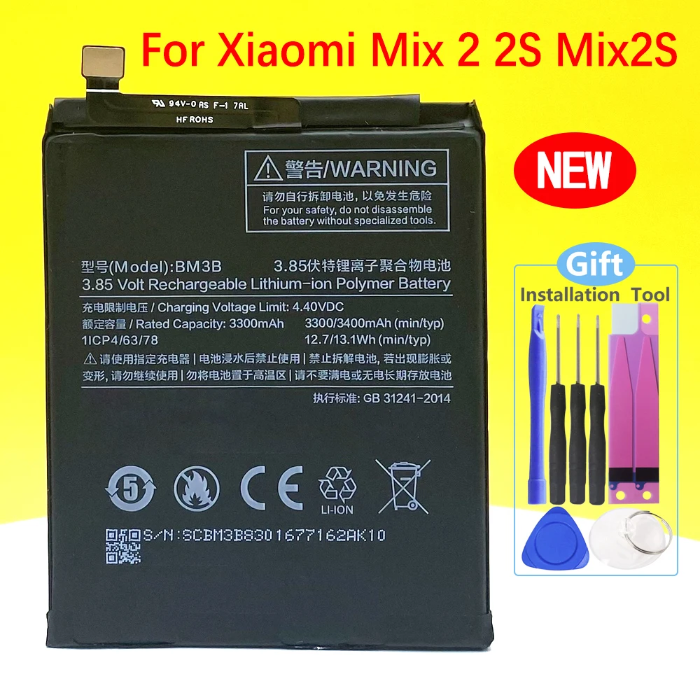 

New High Quality BM3B 3300mAh Battery For Xiaomi Mix 2 2S Mix2S Smartphone/Smart Mobile Phone Bateria With Free Tools