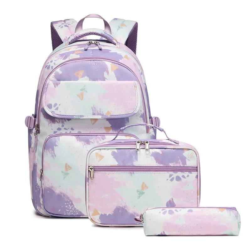 

School Bags for Teenage Girls 3 Pcs/Set Waterproof Kids Schoolbag Backpack Child With Pencil Case Lunchbox 2023 Printed Book Bag