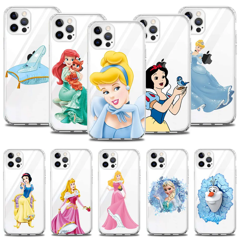 

Clear Princess Snow White Crystal Shoes Elsa Celular Funda Case Back For iPhone X XS 12 7 13 Pro Max 8 Plus XR 11 14 6S SE