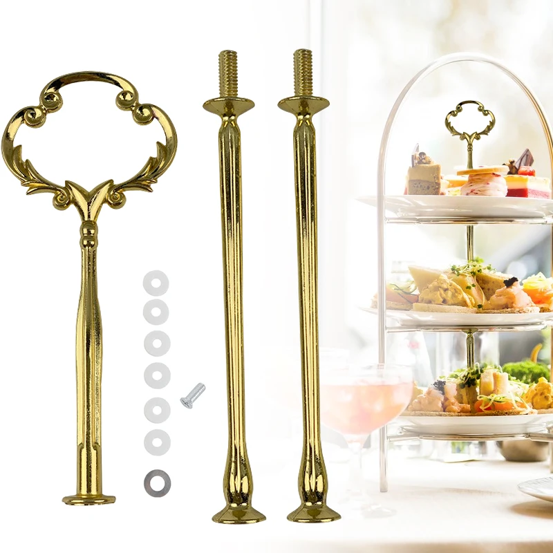 

3 Tiers Cake Plate Stand Handle Cake Rod Plate Stand Handle Fitting Hardware Wedding Party Supplies Bakeware Decorating Tools