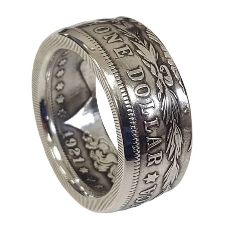 

Vintage Punk Morgan Silver Dollar Coin Ring 'Heads' Silver Plated Handmade Women Men Personality Coin Rings Fashion Jewelry