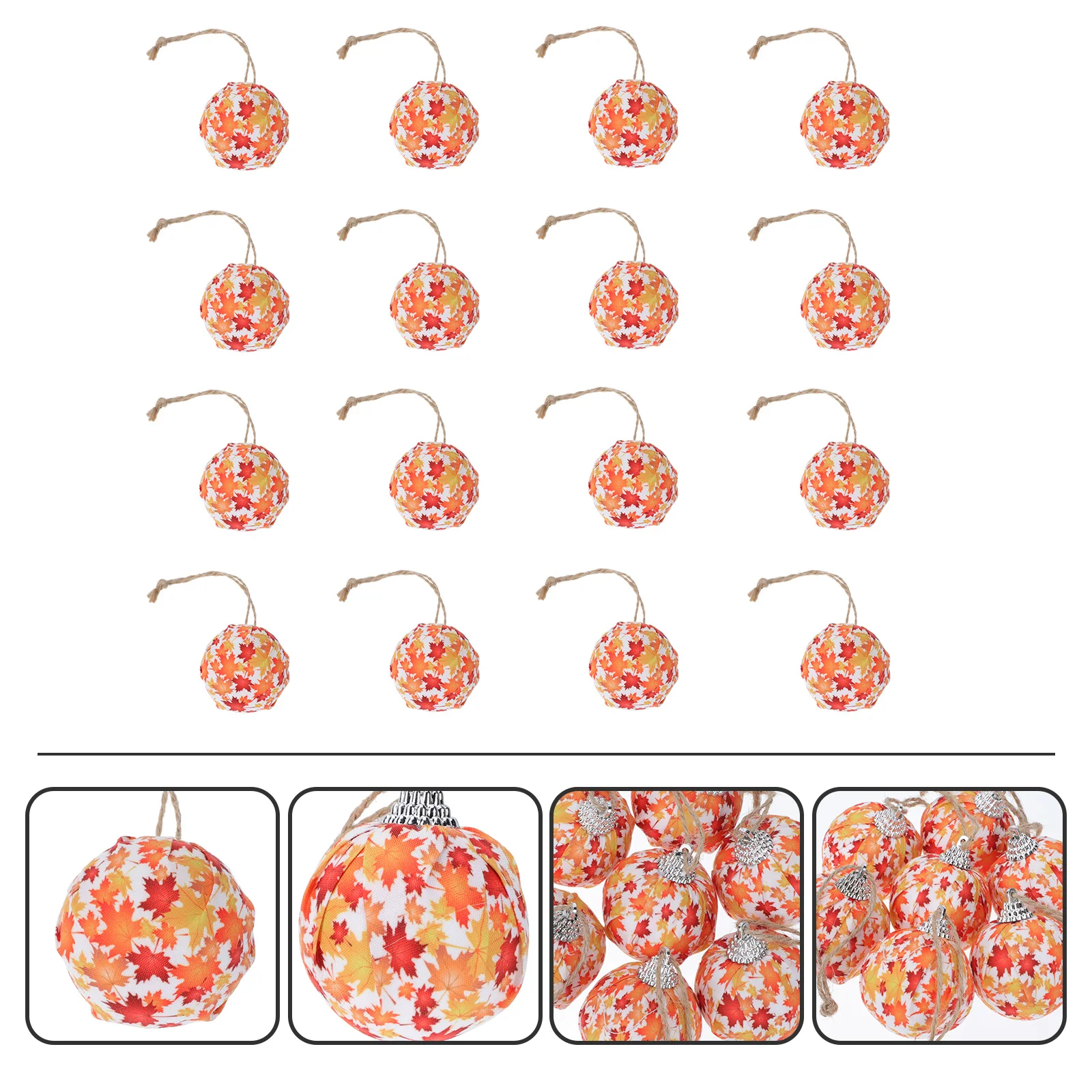 

16Pcs Fall Tree Ornaments Fabric Covered Ornament Fabric Pumpkin Ornaments Harvest Tree Ornaments Thanksgiving Hanging Pumpkin
