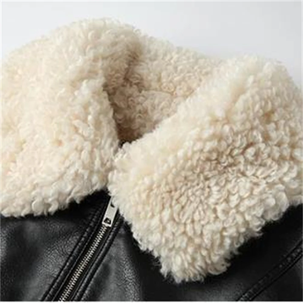 Куртка из искусственной овчины для женщин верхняя одежда кожи теплые пальто