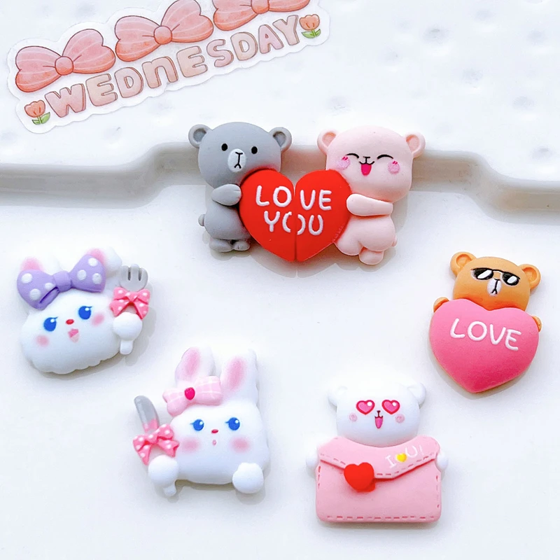 

10 шт. новый милый мини медведь на День Святого Валентина/облако с плоским основанием из смолы аксессуары для украшения ювелирных изделий св...