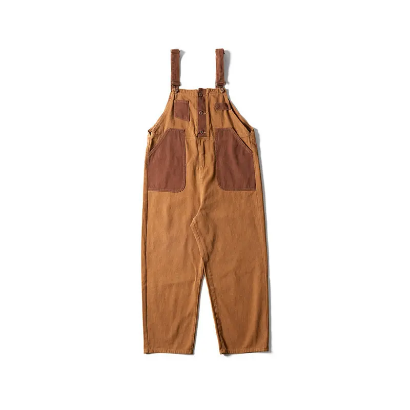 New Men's Cargo Pants Street Trend Colorblock Pocket Retro Overalls for Men