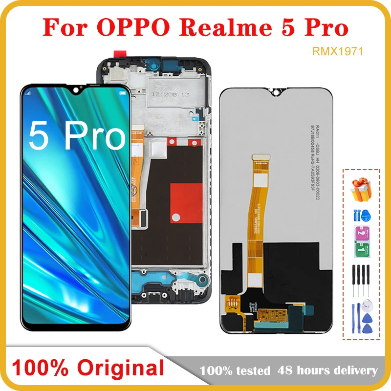 ЖК-дисплей с рамкой и дигитайзером в сборе для OPPO Realme 5 Pro RMX1971, 6,3 дюйма