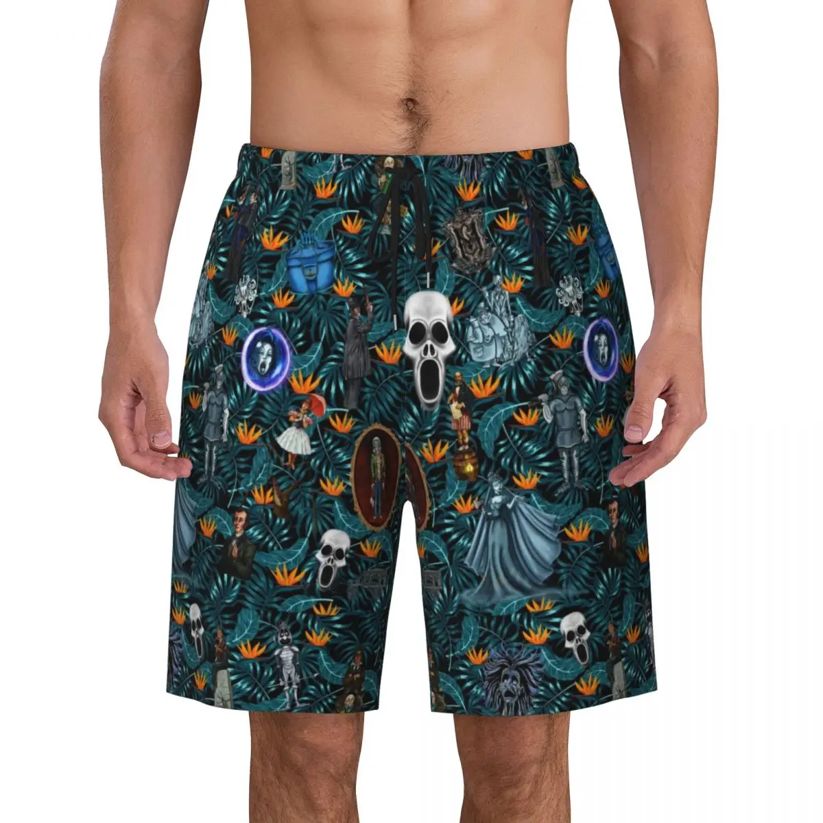 Мужские плавки с привидениями, пляжная одежда, быстросохнущие пляжные шорты, страшные Шорты для плавания на Хэллоуин, с призраком, черепом