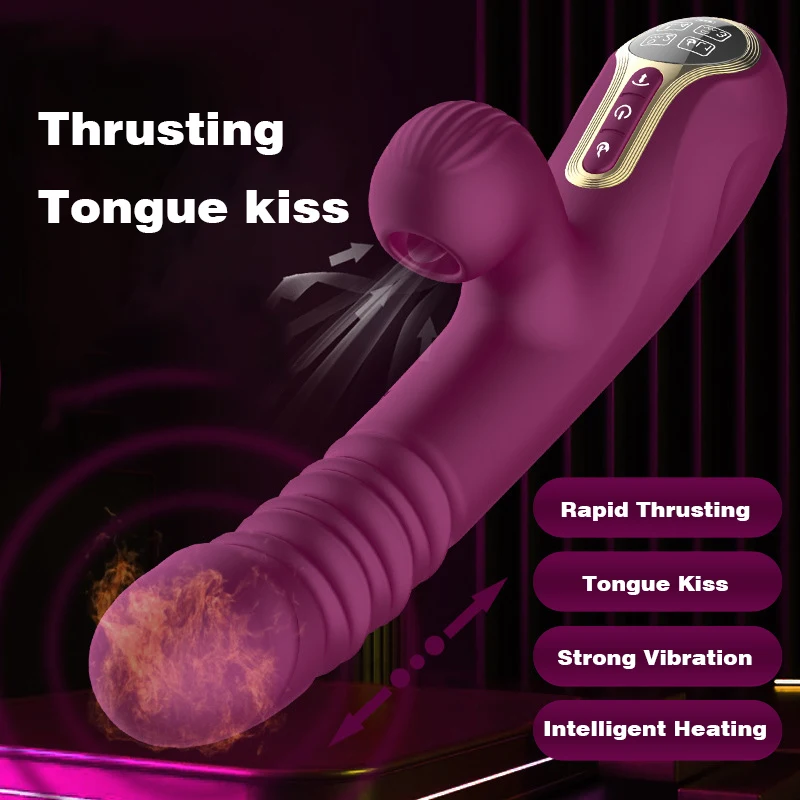 

Telescopic Powerful Heating Dildo Vibrator G Spot Clit Sucker Thrusting Vaginal Stimulator Female Masturbation Sex Toy for Woman