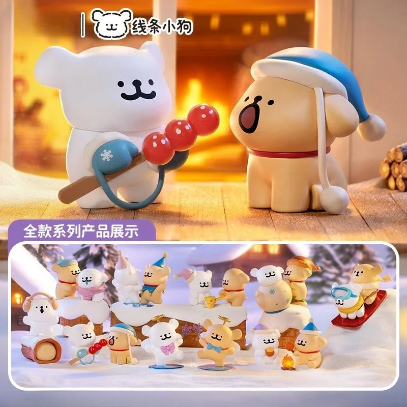 Фото Подлинная новая линия Puppy Embrace Warmth Series Blind Box Kawaii Line Puppy Winter Outdoor Sports Design Коллекционные модели в подарок №1