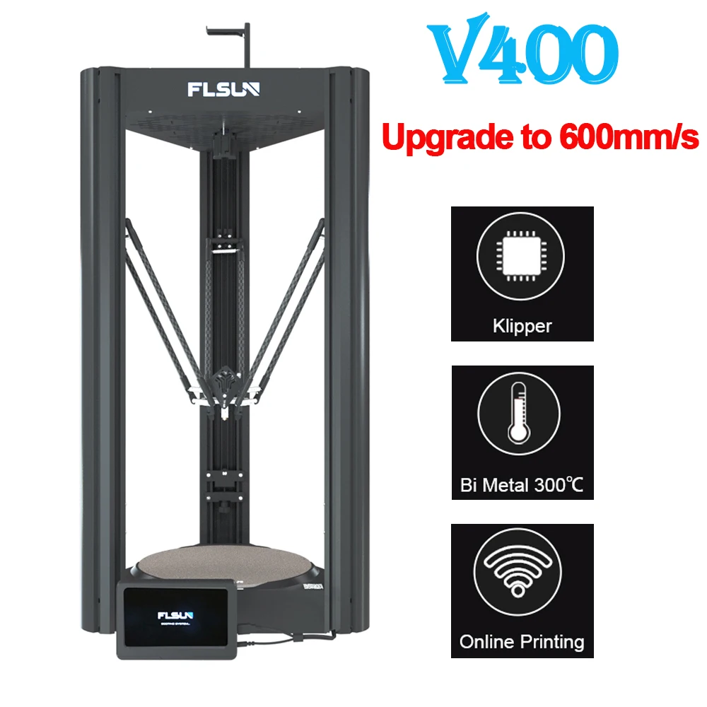 

3D-принтер Twotrees FLSUN V400 Delta FDM, 400 мм/с, 600 мм/с