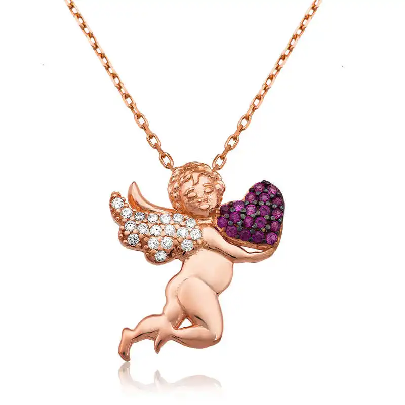 

Tevuli 925 пробы серебро сердце Holding Ангел леди Цепочки и ожерелья