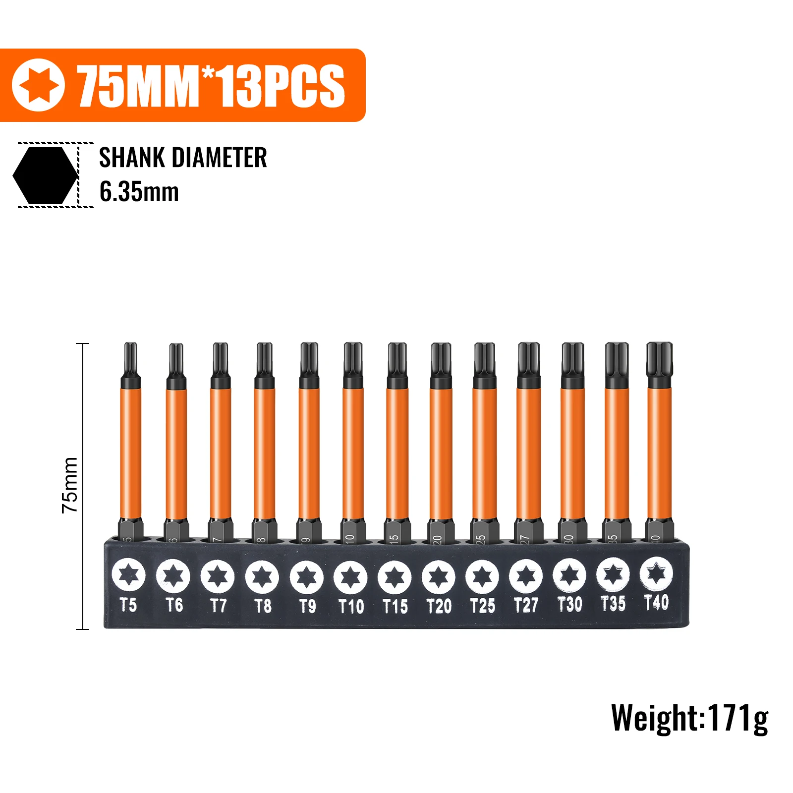 

Набор бит Torx ICK T5-T40 75/100/150 мм