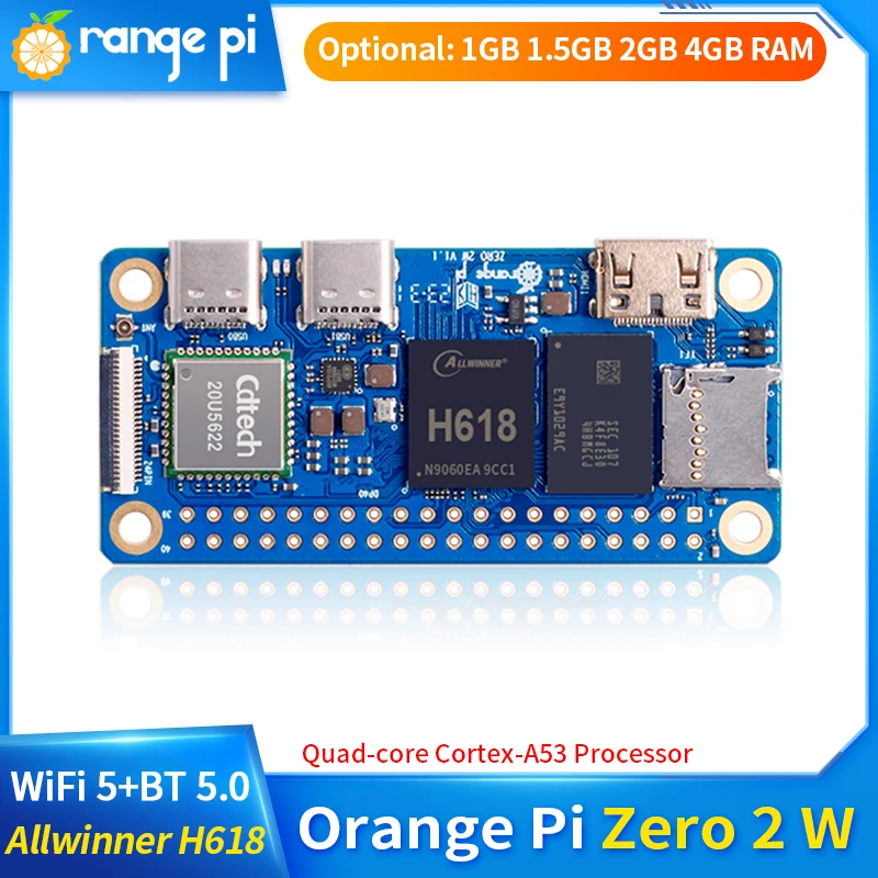 Мини-ПК Orange Pi Zero 2 Вт, 1 Гб, 1,5 ГБ, 2 ГБ, 4 Гб, Allwinner H618, Allwinner H618, четыре ядра