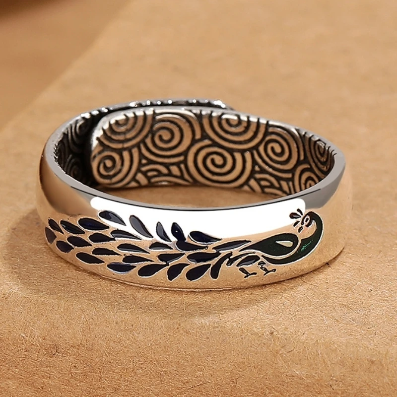 Мужское Винтажное кольцо с эмалью в этническом стиле