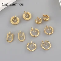 2022 trendy korean geometric vintage golden mosquito coil clip earrings for women girls minimalist no pierced cuff hoop earrings