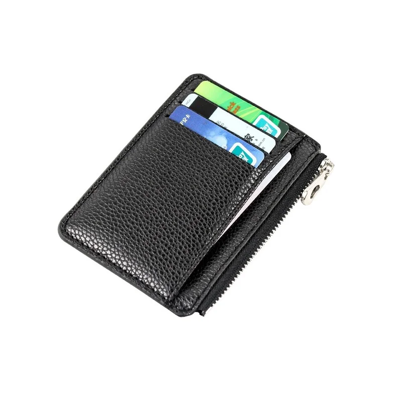 

Slim Wallet Purse PU Leather Women Men Card Holder high-capacity Zipper Business Card Case Credit Mini Cards Holder Gift Wallet