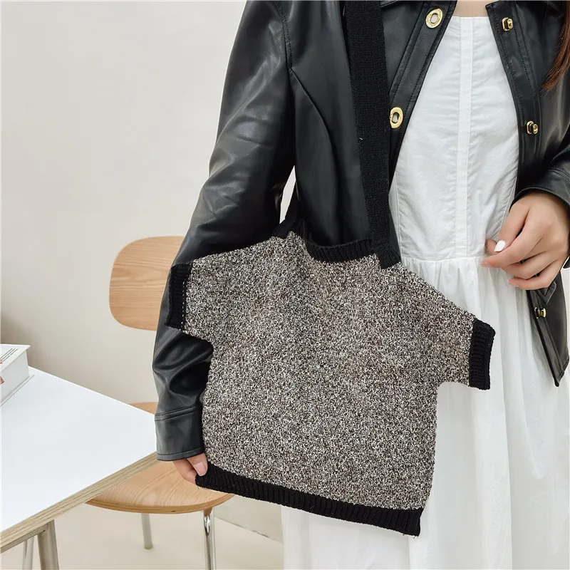 

Сумка на плечо, новинка 2023, модная женская вязаная сумка через плечо в Корейском стиле на осень и зиму, дизайн Sense