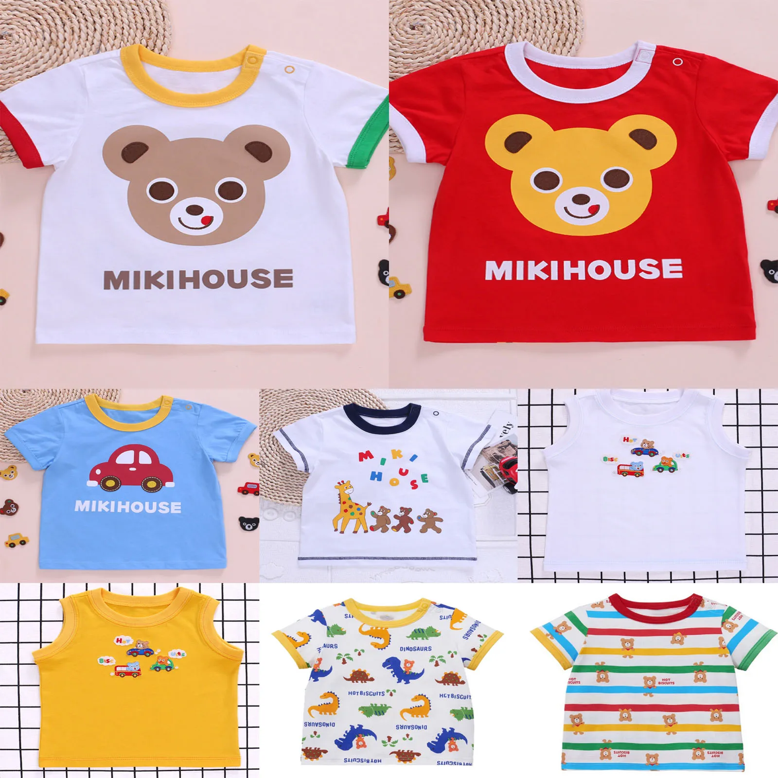 

Girls Clothes Kids Clothes Comfortable Summer Boy cotton Cartoon Bear Deer Print Short Sleeve Kids T-Shirt Cute Japanese Brand