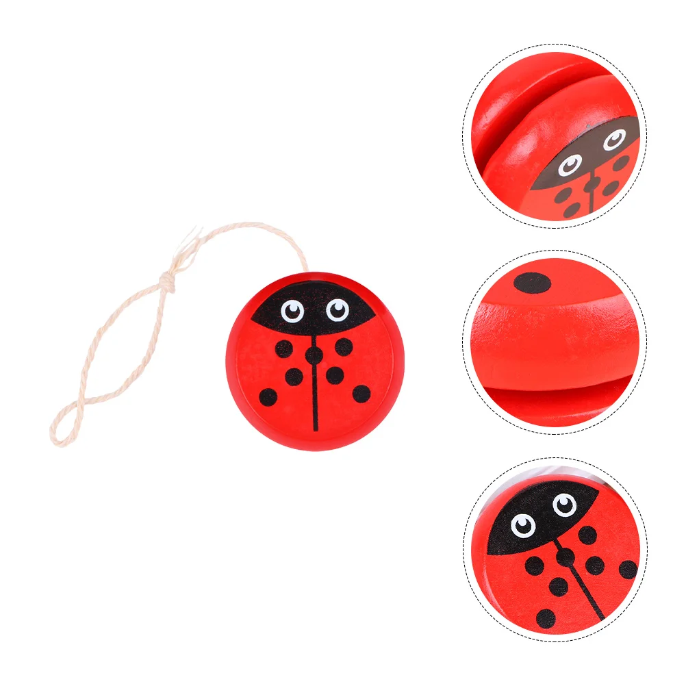 

1 Set 5Pcs 5cm Kids Cartoon Beetle Responsive Balls Wood Yoyo Balls (Red)