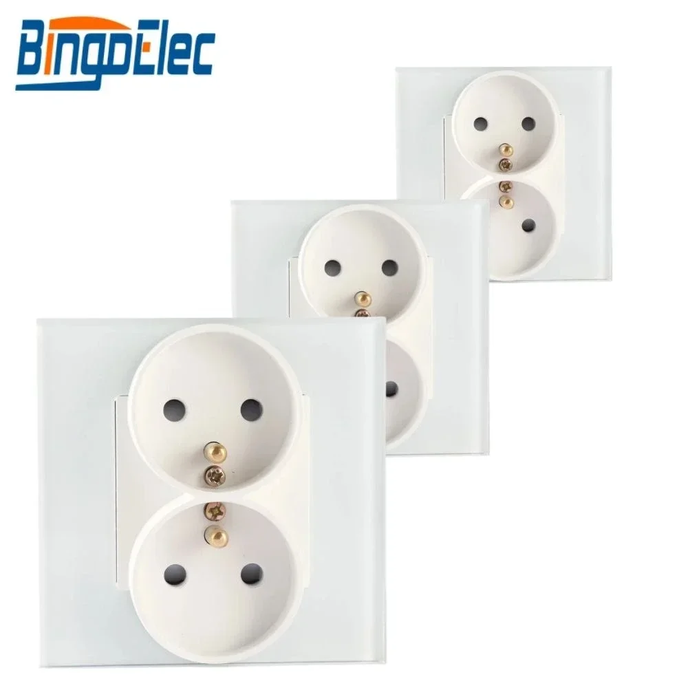 

Bingoelec двойная французская настенная розетка из закаленного стекла белая 16А