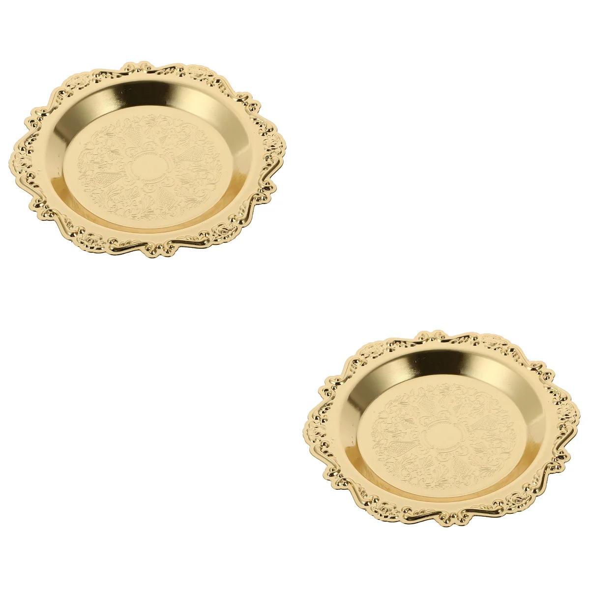 

Tray Plate Tealight Iron Rounded Retro Decor Table Exquisite Gold Craft Display Round Decorative Container Home