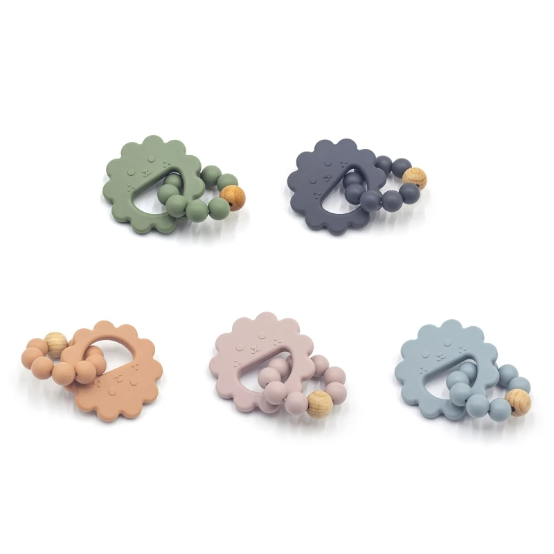 

Baby Silicone Beads Teether Bracelet Handheld Teething Nursing Hand Grasp Toy