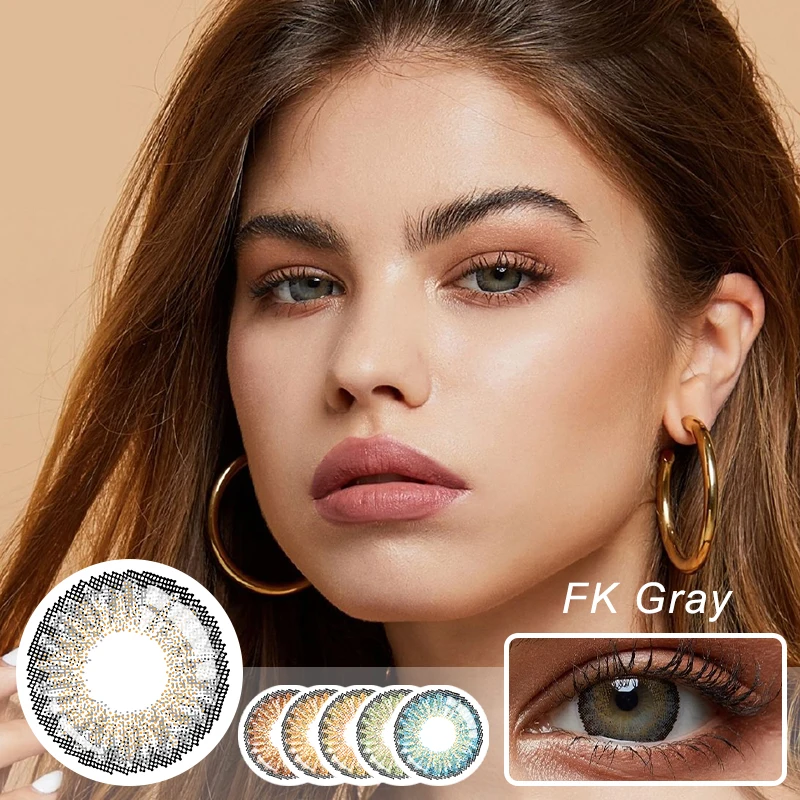 1 пара мягких новых популярных цветных контактных линз FK серого цвета