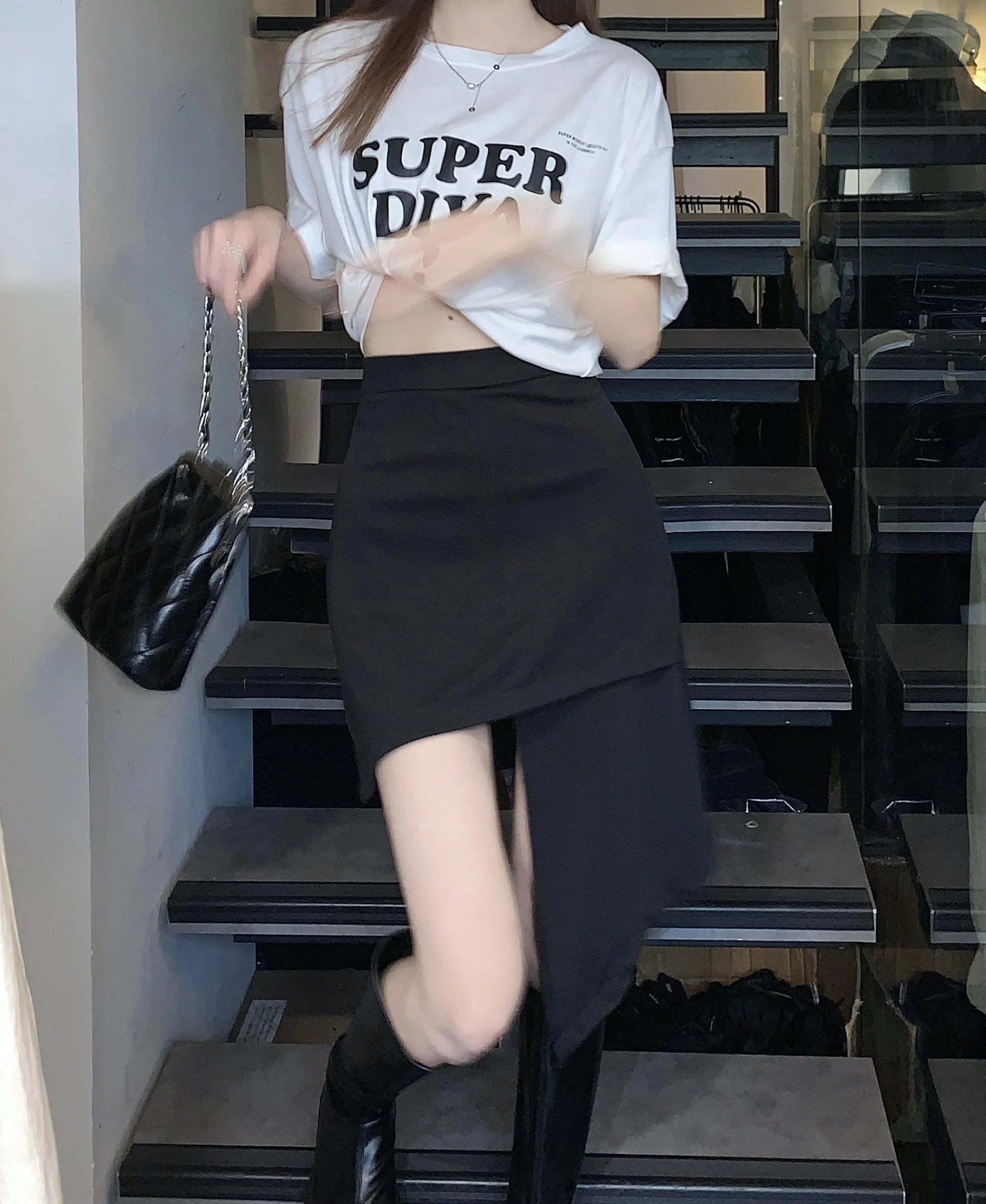 

Black Short Skirt with High Waist Irregular A-shaped Skirt Vintage Long Skirt Harajuku Skirt Black Skirt Punk Skirt Y2k Skirt