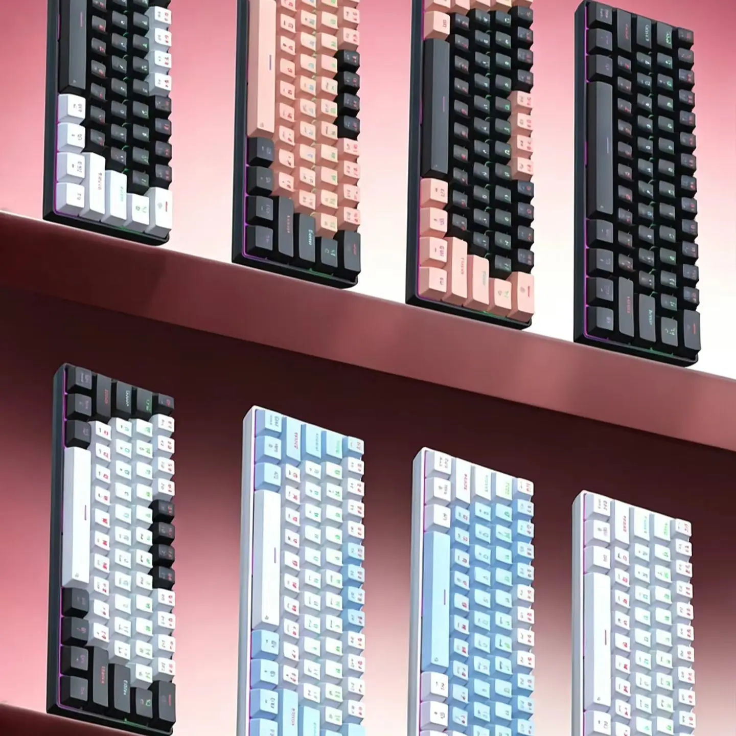Механическая клавиатура с RGB-подсветкой, 61 клавиша, проводная, ультракомпактная 60%-форматная раскладка, мини-клавиатура для игр, подходит для ПК, компьютеров, Mac, ноутбуков и планшетов. (art.: 3920dc269698c) - 3920dc269698c