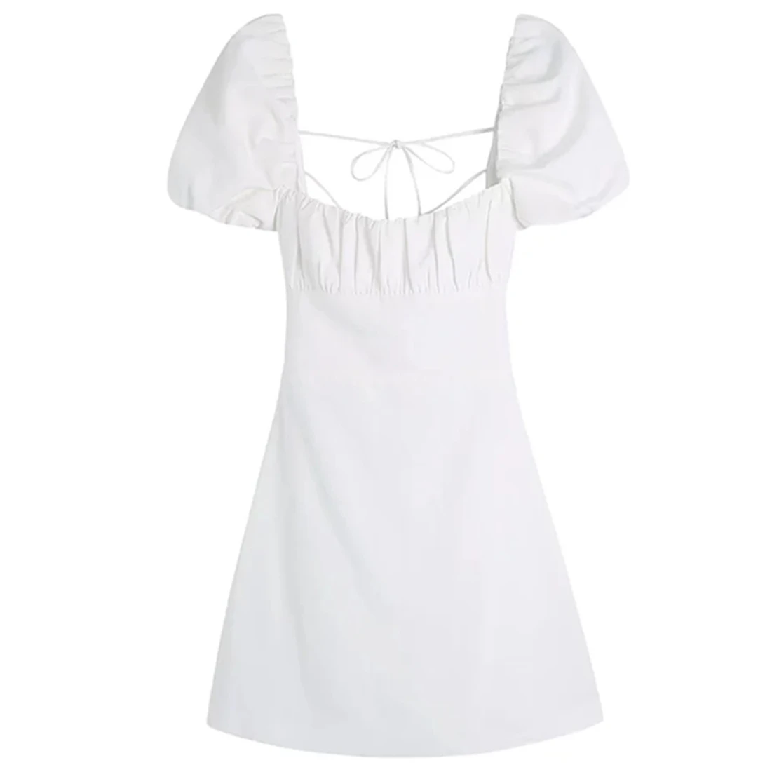 

Женское винтажное Бандажное мини-платье Jenny & Dave, белое льняное платье с квадратным вырезом в стиле инди, вечерние топы для лета, 2022