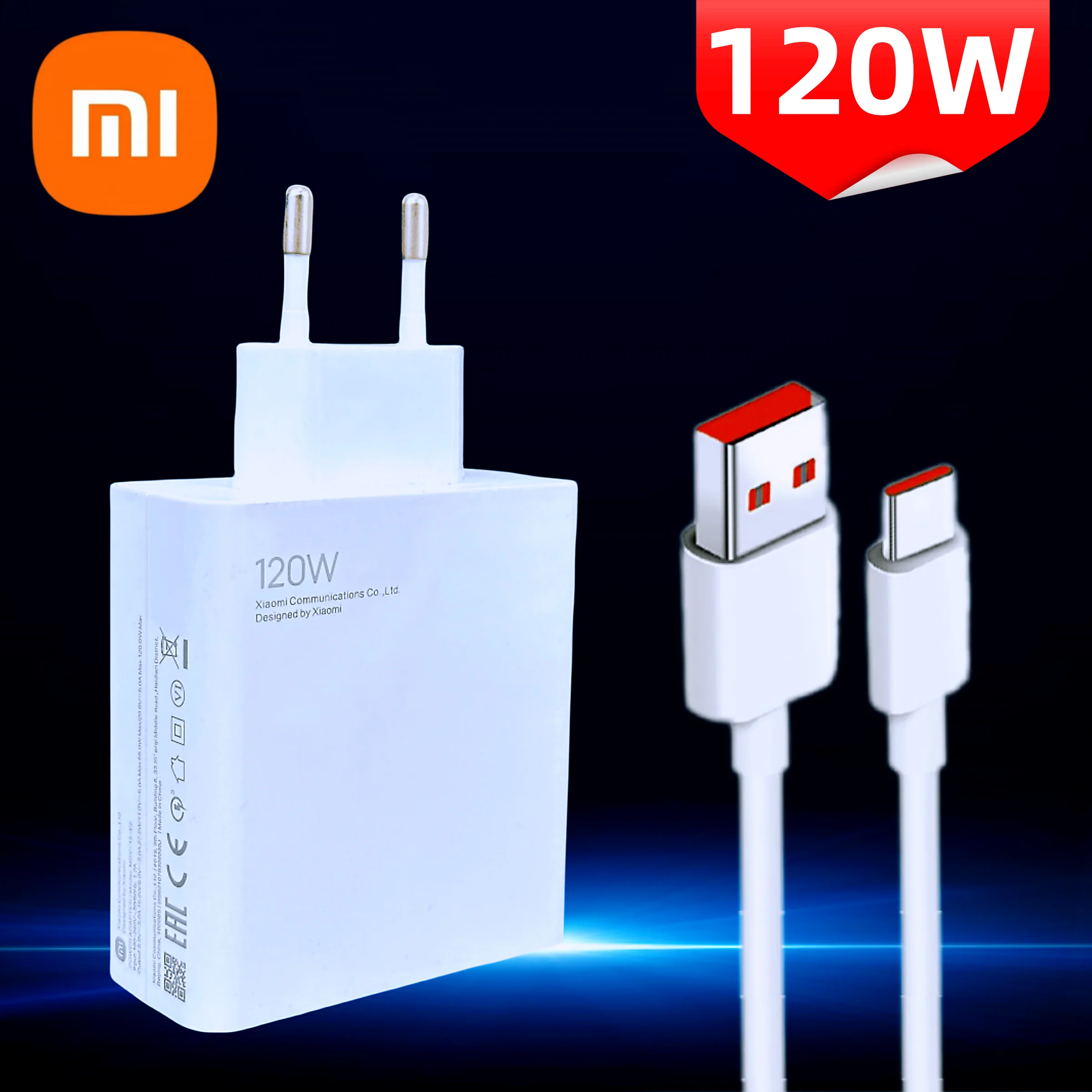

120 W Xiaomi Charger Original 120W HyperCharge Adapter For Mi 13 12 Pro Redmi Note 13 Pro Poco X5 X4 F5 F4 6A Usb Type C Cable