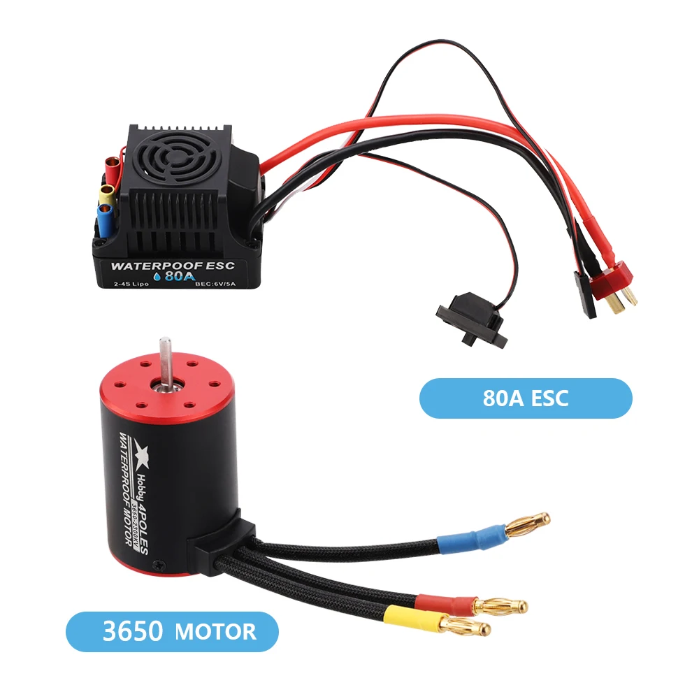 3650 2300KV/3100KV/3900KV / 5200KV бесщеточный двигатель & 60A 80A ESC Combo для 1:10 1:8 RC Car RC Boat Part