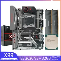 jginyue x99 d4 motherboard kit set with xeon e5 2620 v3 lag 2011 3 cpu 2pcs 16g 32gb ddr4 ecc ram memory four channel