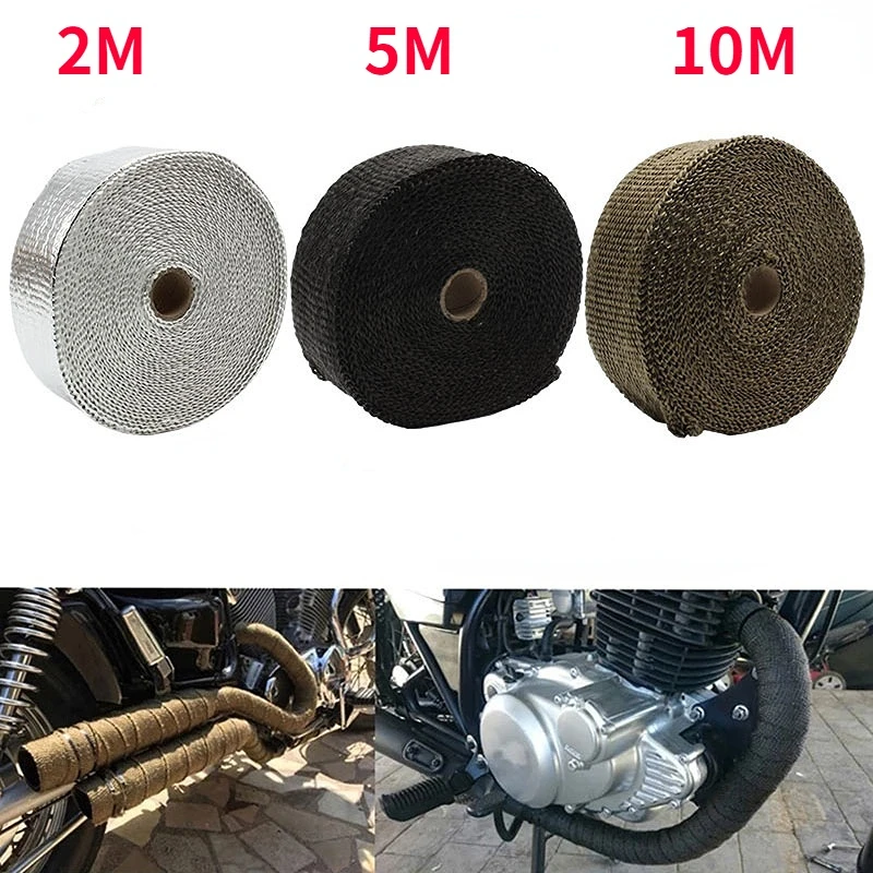 

Exhaust Motorcycle Muffler Thermal Tape Wrap 5cm 5M 10M 15M Resistant Heat with Stainless Ties Dirt Bike Car Universal Motocross