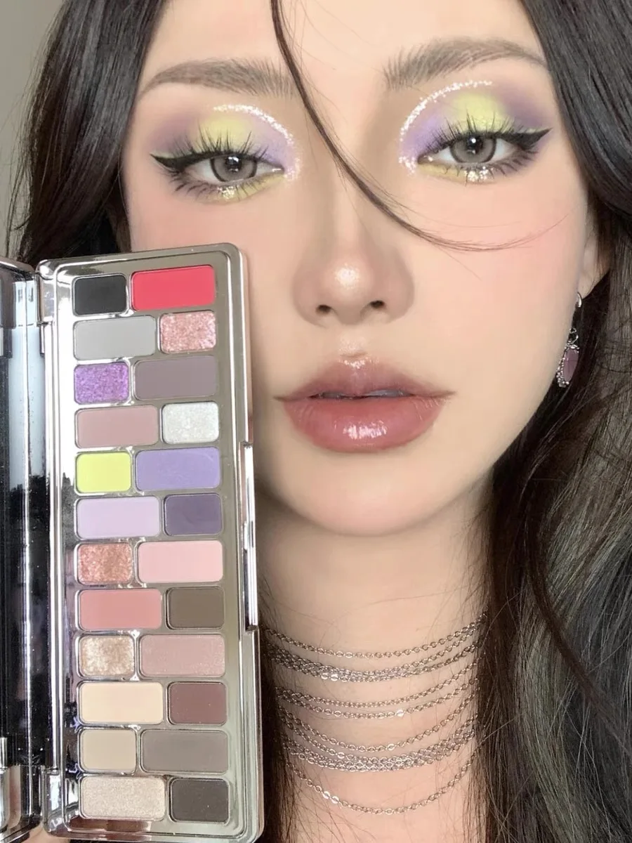 Qianyan 24 цвета тени для век перламутровая искусственная кожа порошок черный Qian Yan