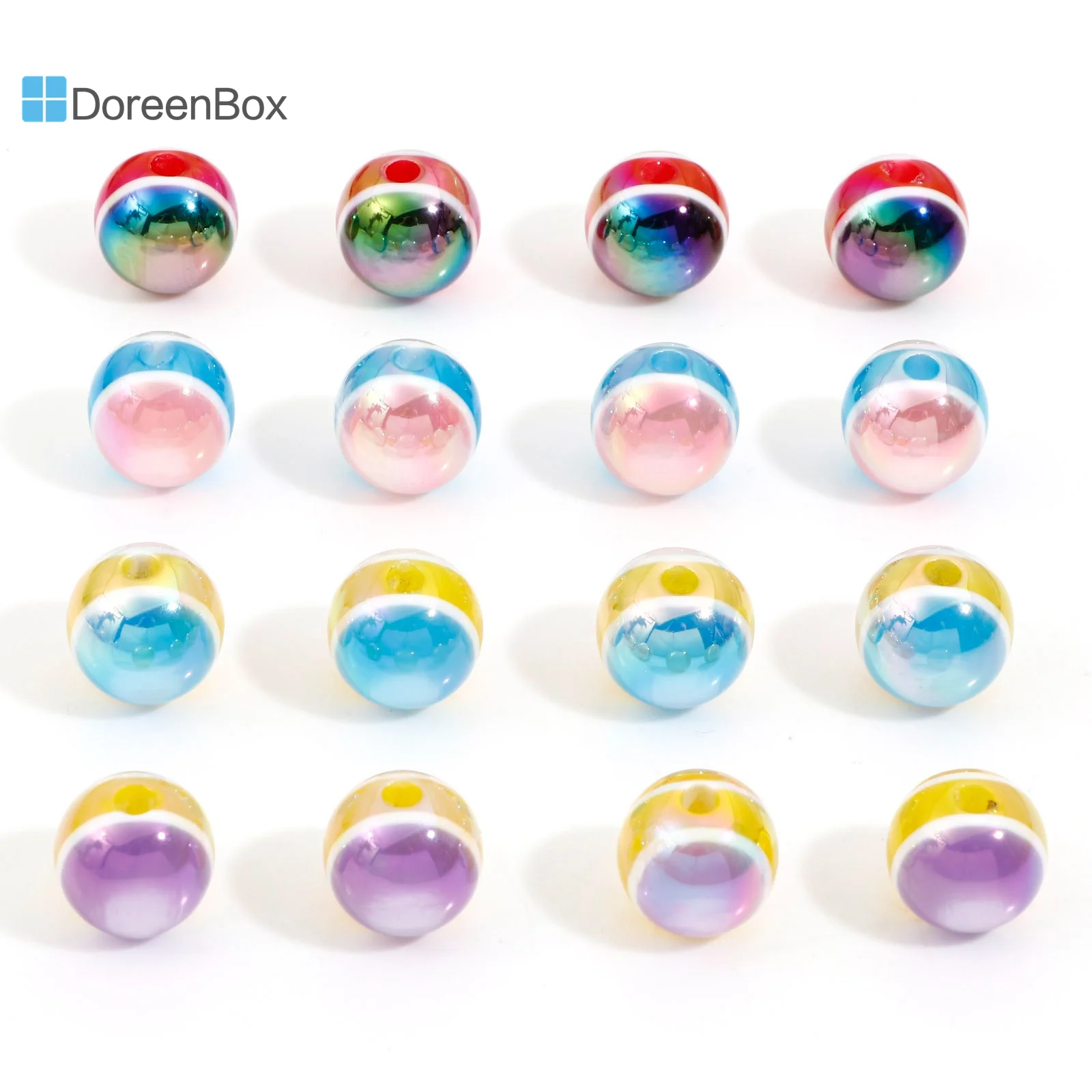 

10pcs Acrylic Beads For DIY Charm Jewelry Making Multicolor Round About 14mm Dia., Hole: Approx 3mm