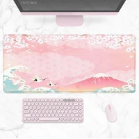 pink japanese cherry blossom great waves mouse pad gamer xl custom mousepad xxl non slip office natural rubber laptop table mat