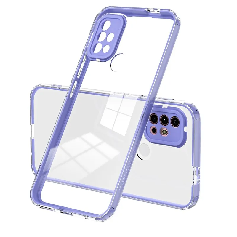 3 In 1 Clear TPU Simple Transparent TPU+PC Back Phone Case Cover Shell For Moto G10 G20 G30 For iPhone 13 11 12 Pro Max X XR XS