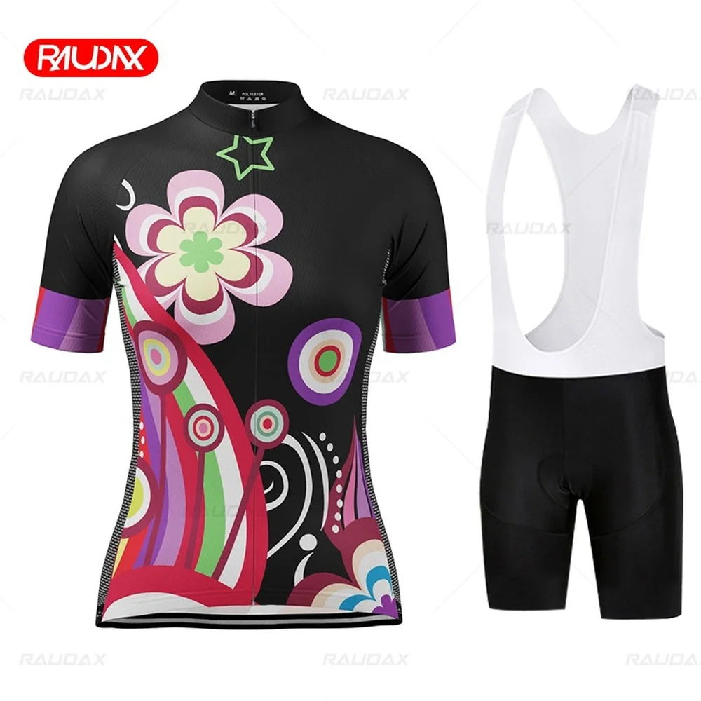 

2023 Women's fancy cycling short sleeved summer breathable sportswear, mountain bike sweat wicking and quick drying cycling suit