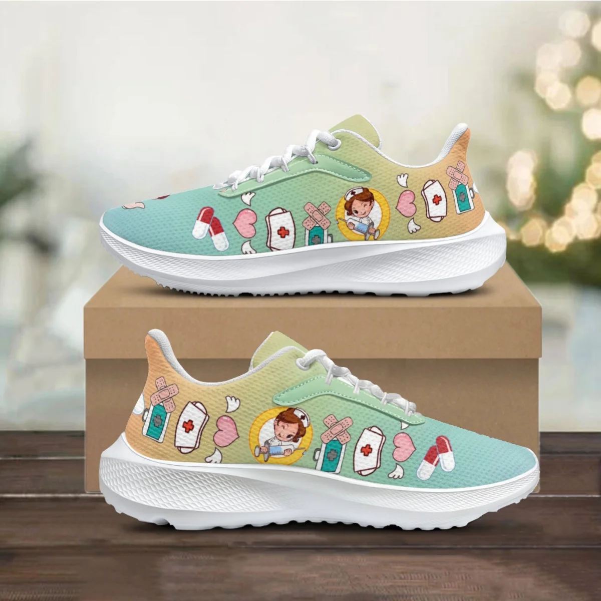 

Кроссовки женские с мультяшным принтом, повседневная обувь для медсестер и медсестер, износостойкая спортивная обувь для бега на открытом воздухе, лето-осень