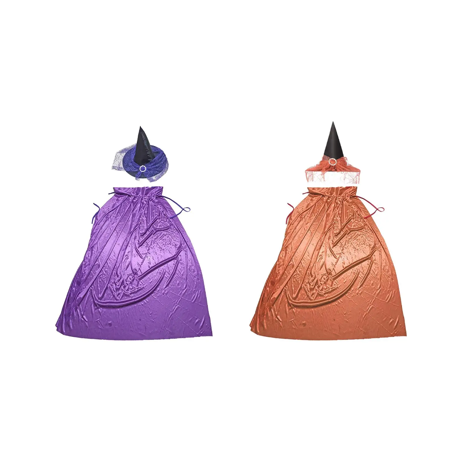 

Halloween Cloak Props Cosplay Accessories Halloween Costume Adult Witch Cape and Hat for Dress up Mardi Gras Role Play Birthday