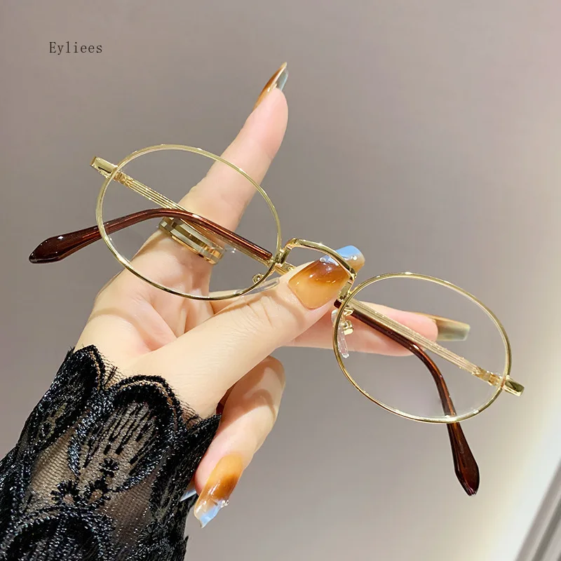 Модные маленькие овальные очки для женщин и девушек золотистые серебристые