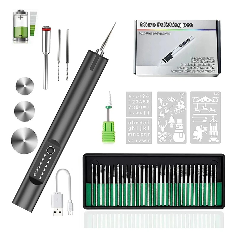 

AT69 -Engraving Pen With 35 Bits, Mini DIY Engraving Tool Kit For Metal Glass Ceramic Plastic Wood Jewelry