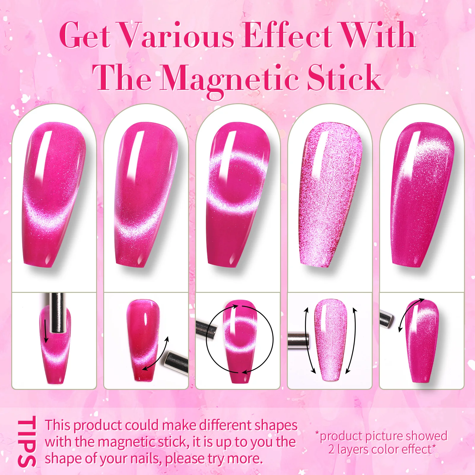 BORN PRETTY 10 мл Розово-красный кот Магнитный гель-лак для ногтей Holos Cats Блестящий