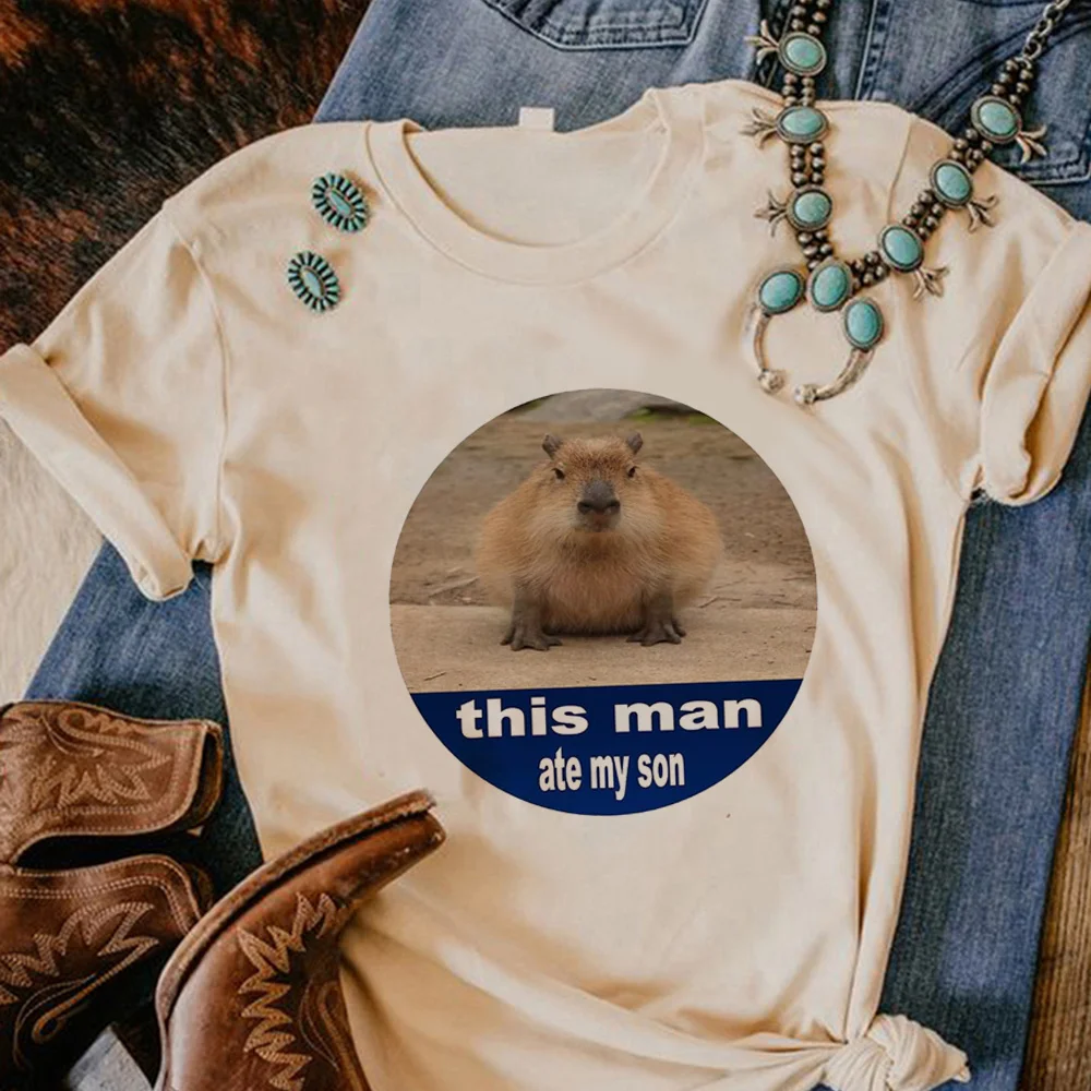 

Capybara t-shirts women funny Tee girl graphic clothing