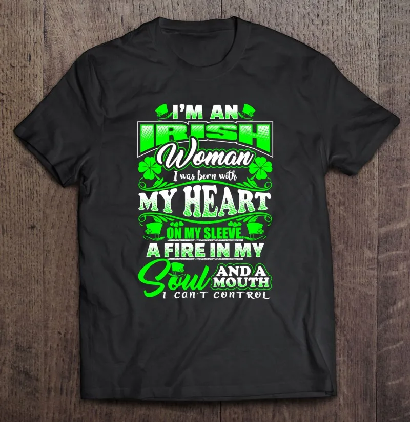 

Я ирландская женщина, я родился с моим сердцем, футболка, Мужская блузка, футболки оверсайз, футболки оверсайз