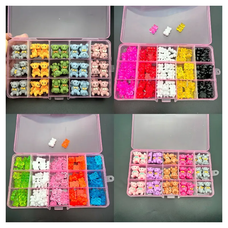 

Cute Resin Small Bear Nail Charms 3D Colorful Nail Rhinestones Gems Glitter Jewelry For Manicure DIY Nail Art Decorations 1 Box