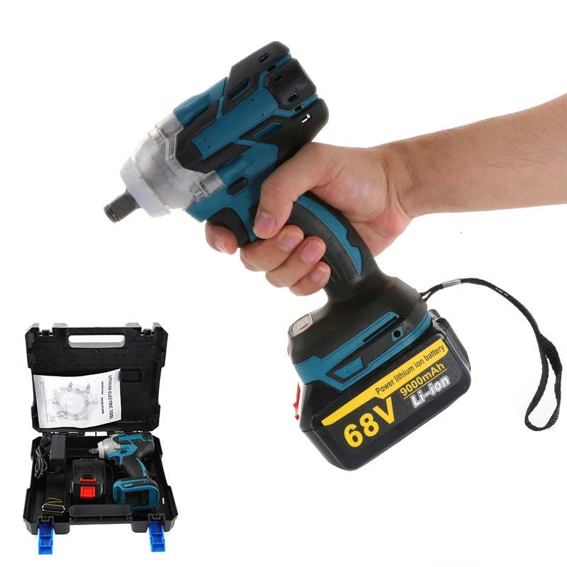 

68V 9000mAh Electric Wrench Cordless Brushless Impact Wrench Screwdriver with LED for Makita Battery with Battery Charger
