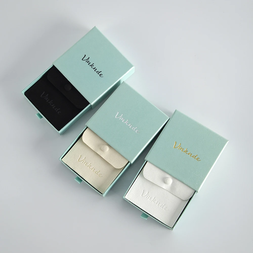 Luxury Gift Boxes Package Pouches Custom Logo Paper Jewelry Packaging Box for Earrings Rings Bracelet Pendant Gift Button Bags
