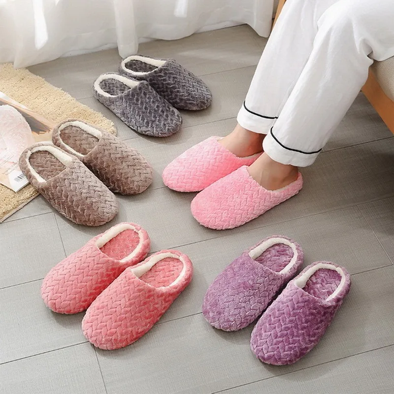 

Comfort Lightweight Cotton Slippers Fashion Warm Plush Shoes Slip Platform Slippers Women's Home Shoes Slippers Women Winter